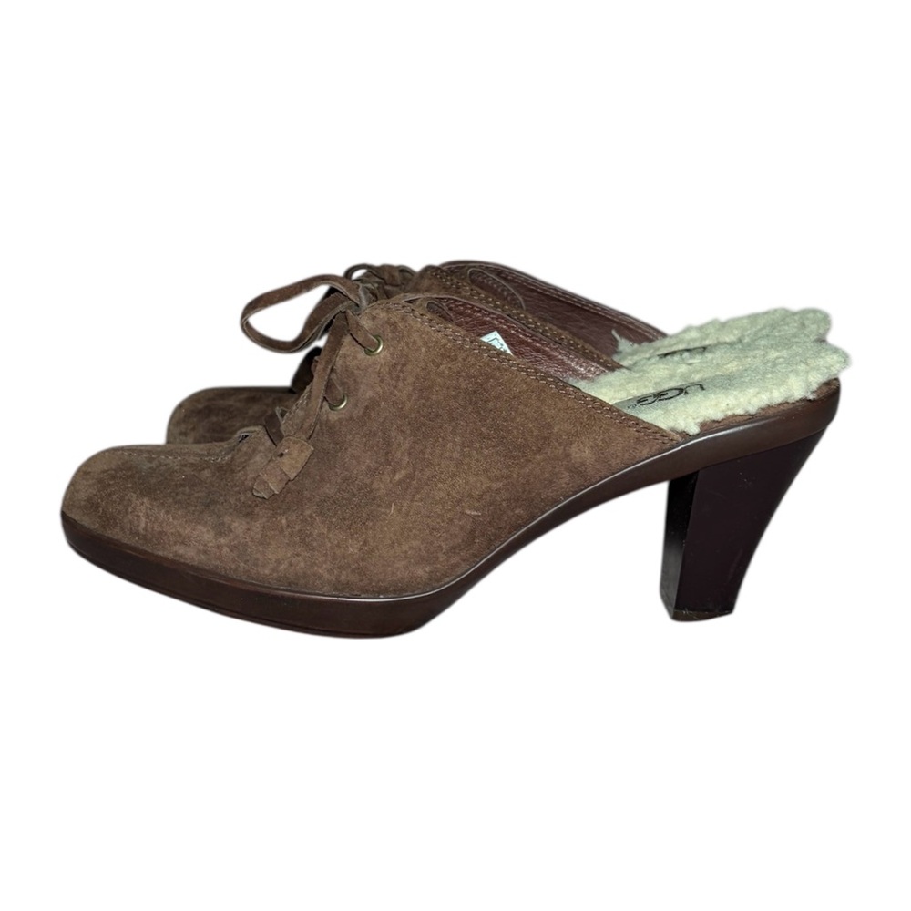 UGG Brown Suede Lace-Up Mules Sz 8